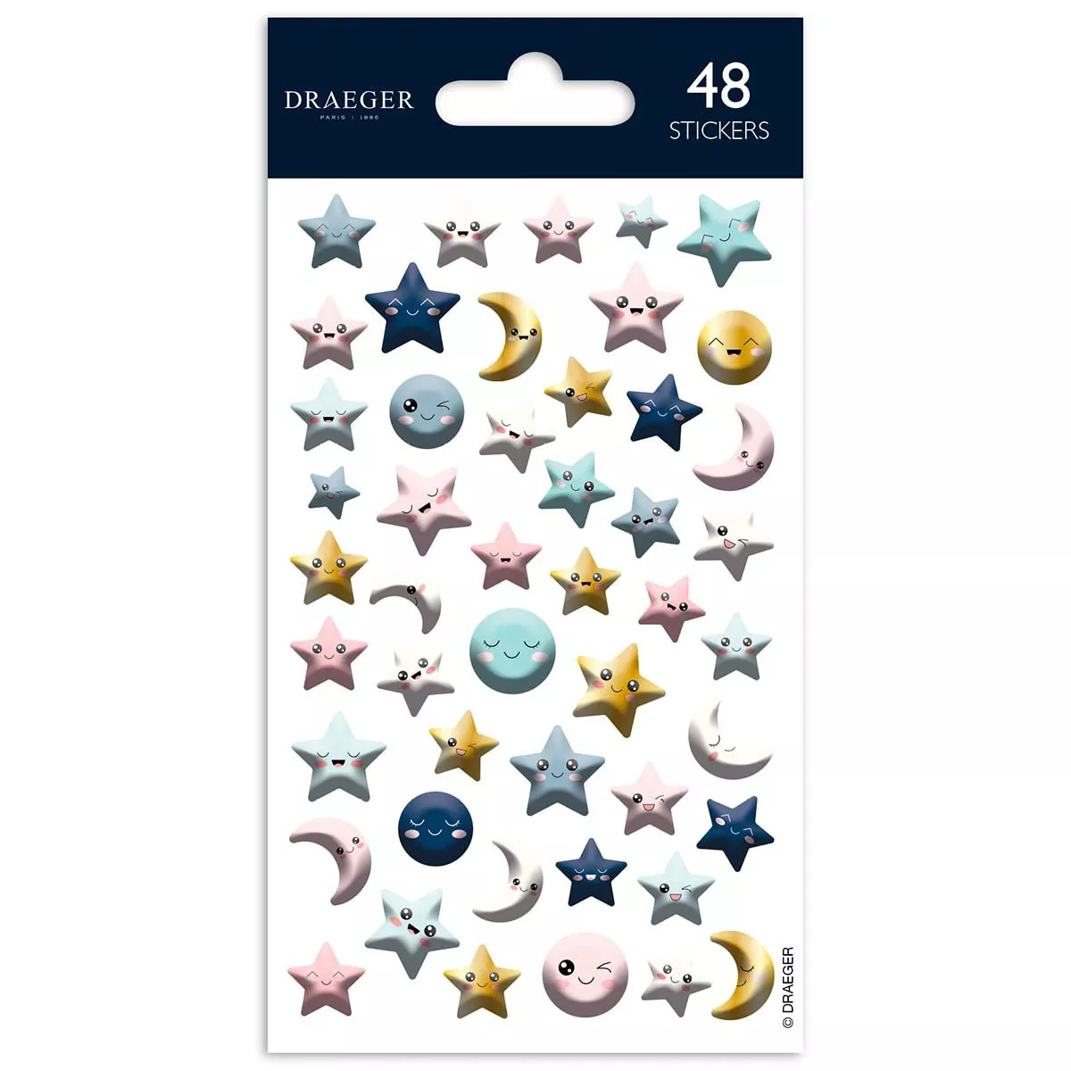 Draeger - Sticker Estrellas Lunas Sol Azul Pastel En Oferta Draeger - Sticker Estrellas Lunas Sol Azul Pastel Barato