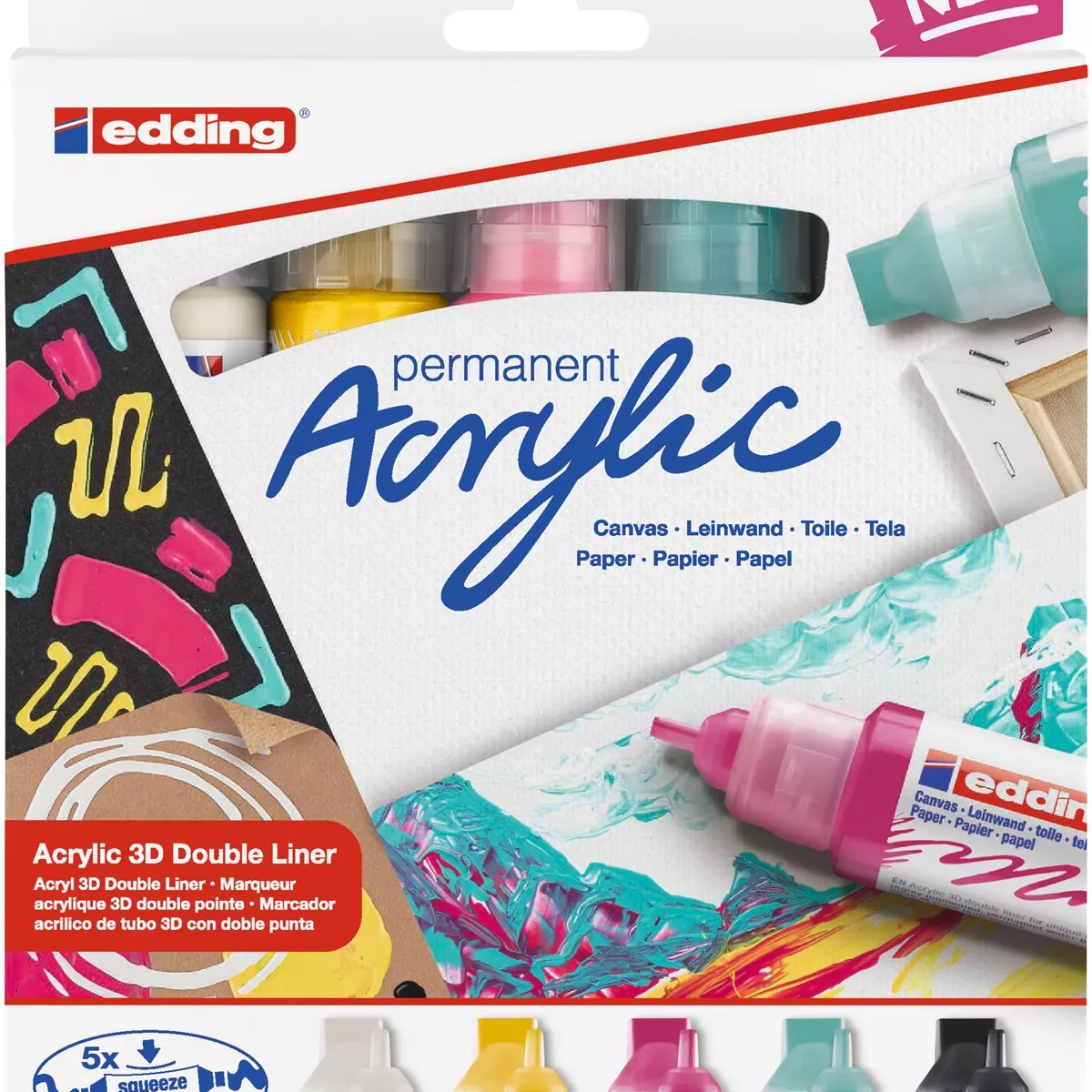 Edding - Juego 5 Marcadores Acrílicos 3D Multicolor. En Oferta Edding - Juego 5 Marcadores Acrílicos 3D Multicolor. Barato