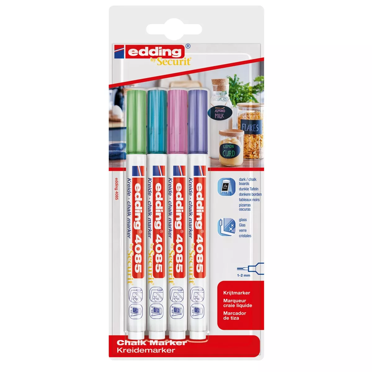 Edding - Pack 4 Marcadores De Tiza Punta Redonda 1-2 Mm 4085 Colores Metálicos barato