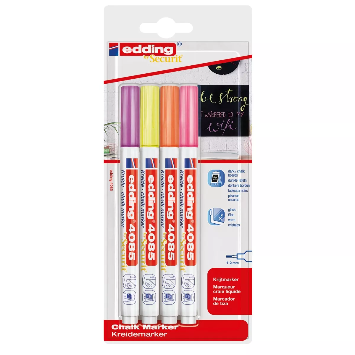 Edding - Pack 4 Marcadores De Tiza Punta Redonda 1-2 Mm 4085 Colores Neón barato