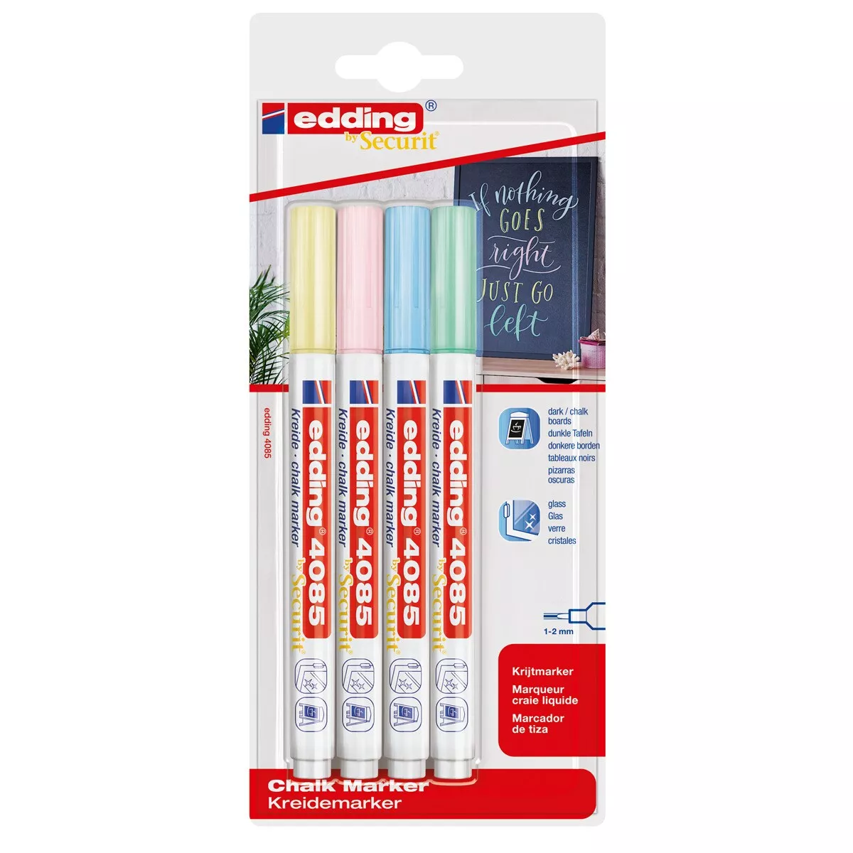 Edding - Pack 4 Marcadores De Tiza Punta Redonda 1-2 Mm 4085 Colores Pastel barato