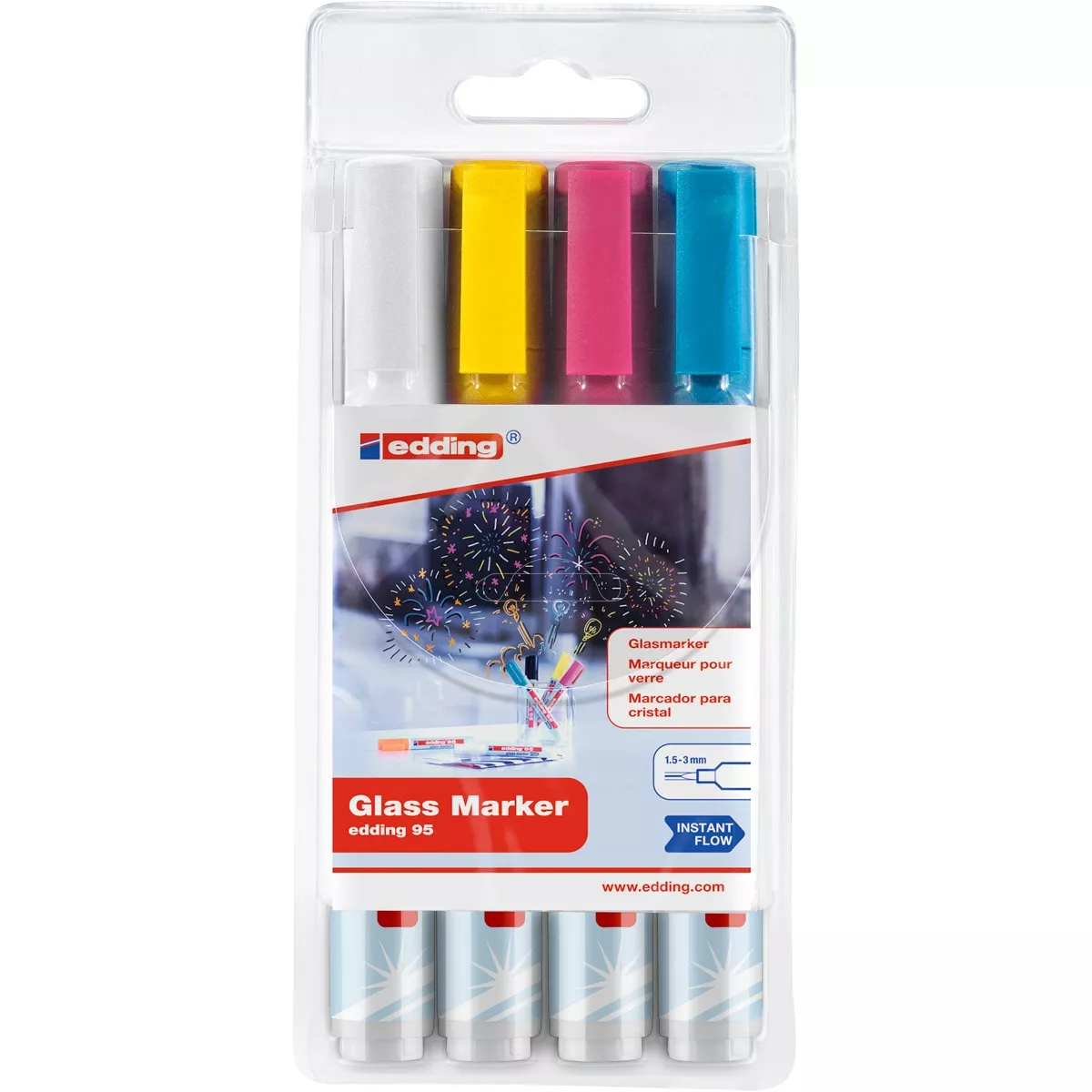 Edding - Pack 4 Marcadores Para Cristal 95 Multicolor barato