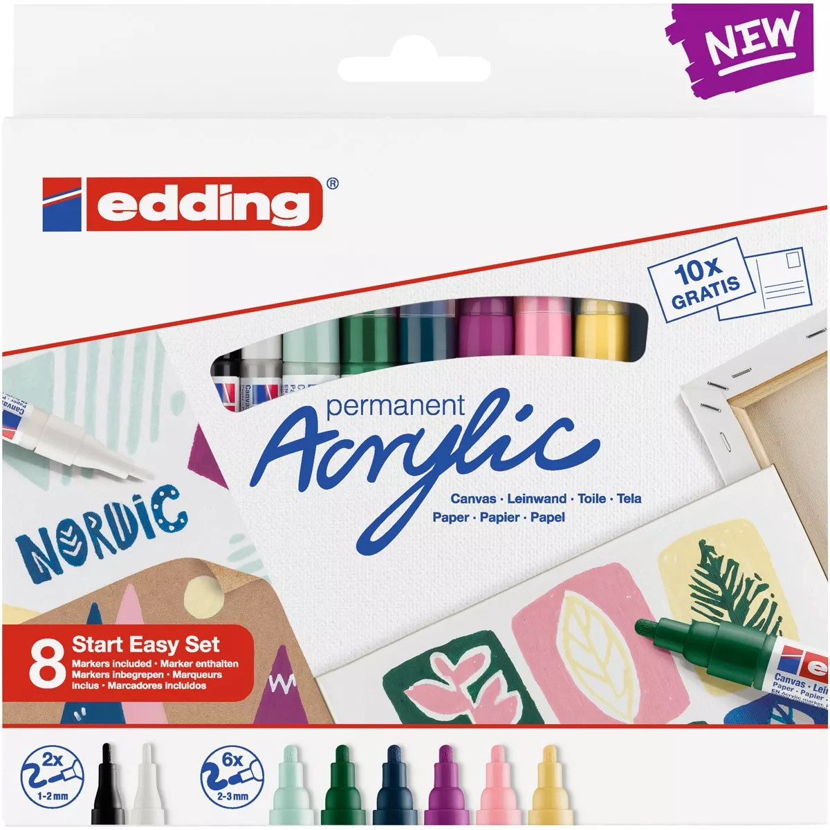 Edding - Set De 8 Marcadores Acrílicos De Puntas Multicolor Y Block De Tarjetas Postales . En Oferta Edding - Set De 8 Marcadores Acrílicos De Puntas Multicolor Y Block De Tarjetas Postales . Barato
