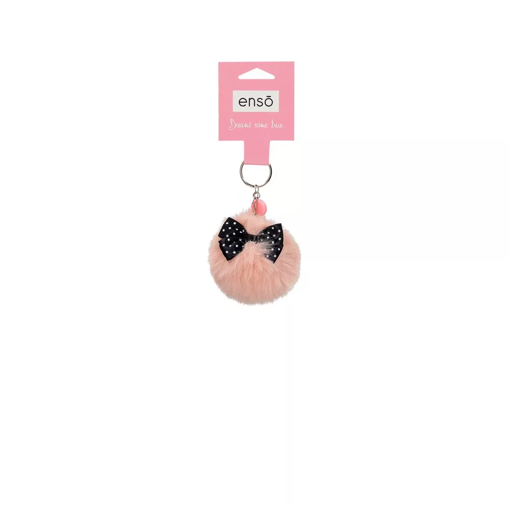 Enso - Llavero Pompón Rosa Con Lazo Negro barato
