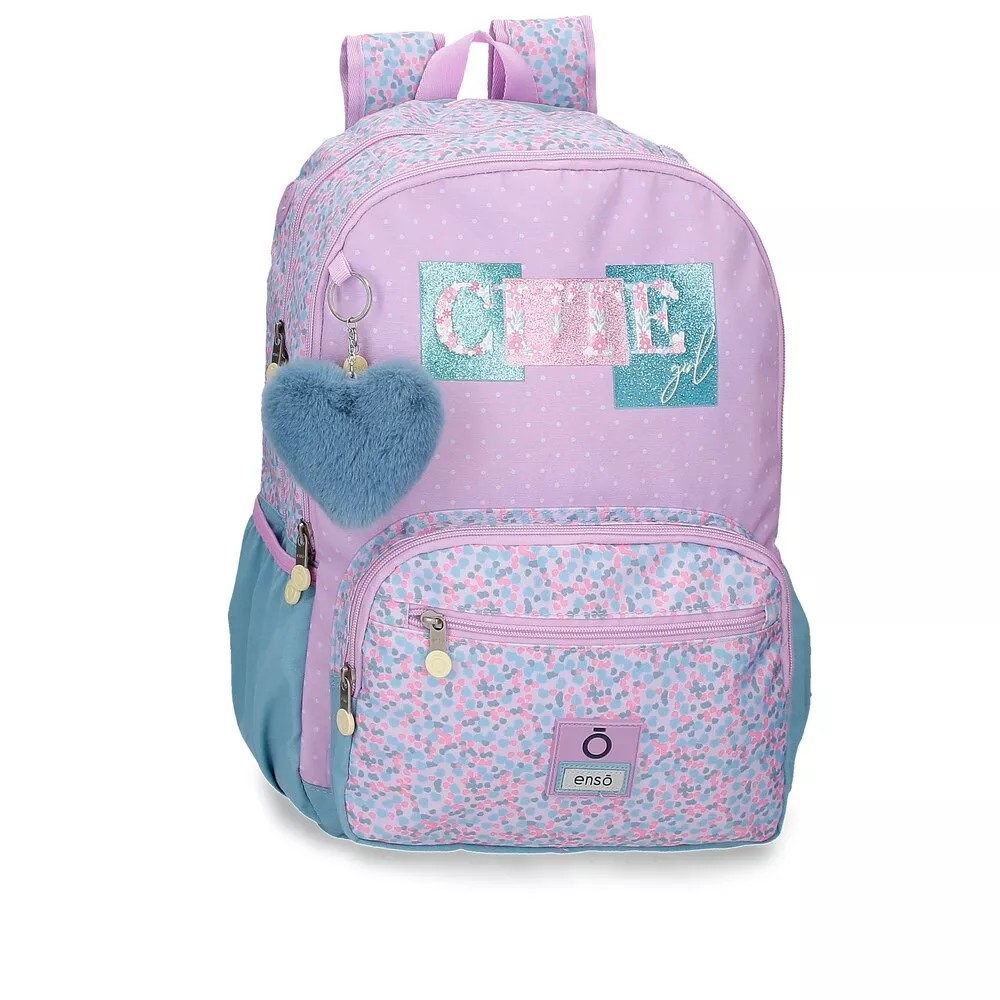 Enso - Mochila Para Niña Cute Girl Con Dos Compartimentos Y Pompón De Corazón barato
