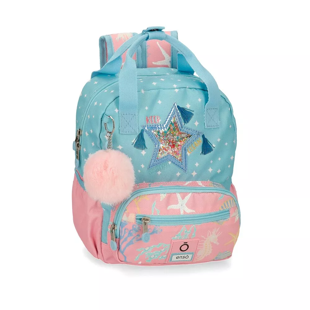 Enso - Mochila Pequeña Keep The Oceans Clean Con Llavero Pompón En Oferta Enso - Mochila Pequeña Keep The Oceans Clean Con Llavero Pompón Barato