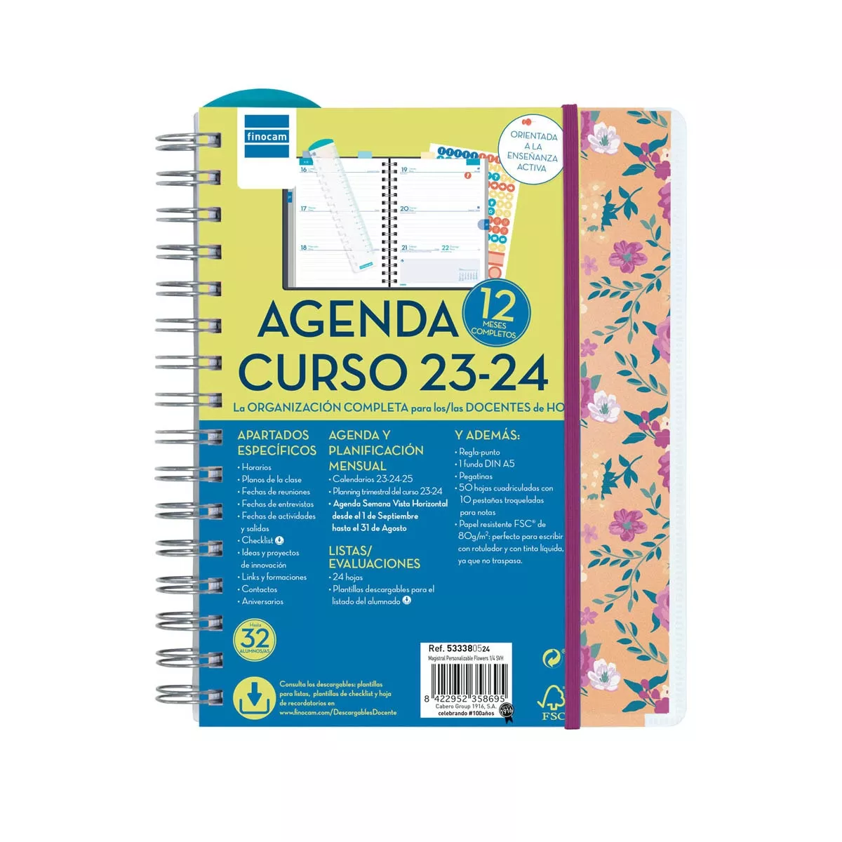 Finocam - Agenda Para El Docente Curso 2023-2024 Magistral 1/4-155X212 Semana Vista Horizontal Personalizable Flowers En Oferta Finocam - Agenda Para El Docente Curso 2023-2024 Magistral 1/4-155X212 Semana Vista Horizontal Personalizable Flowers Barato