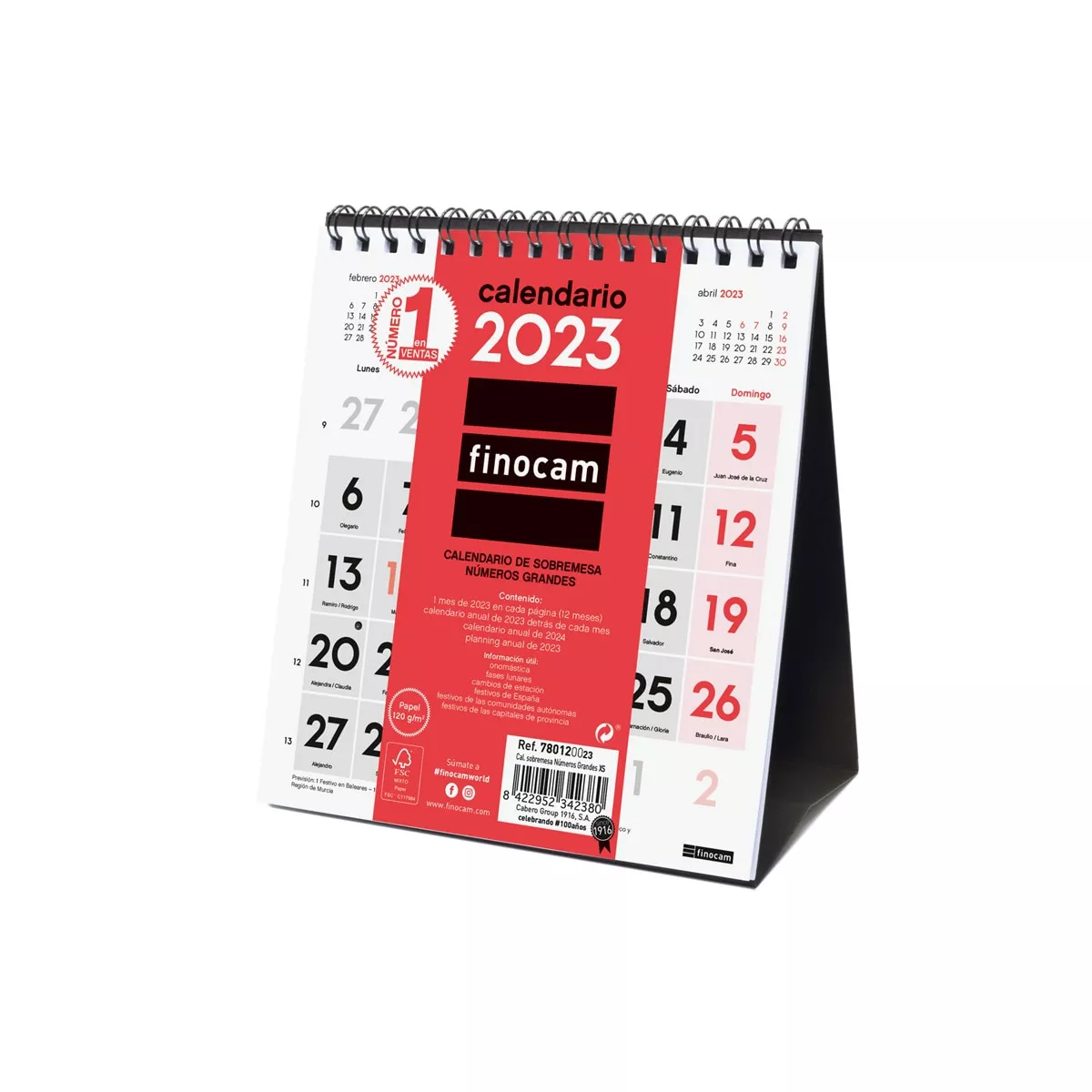 FINOCAM - Calendario Sobremesa 2023 XS - 140x150 Números Grandes barato