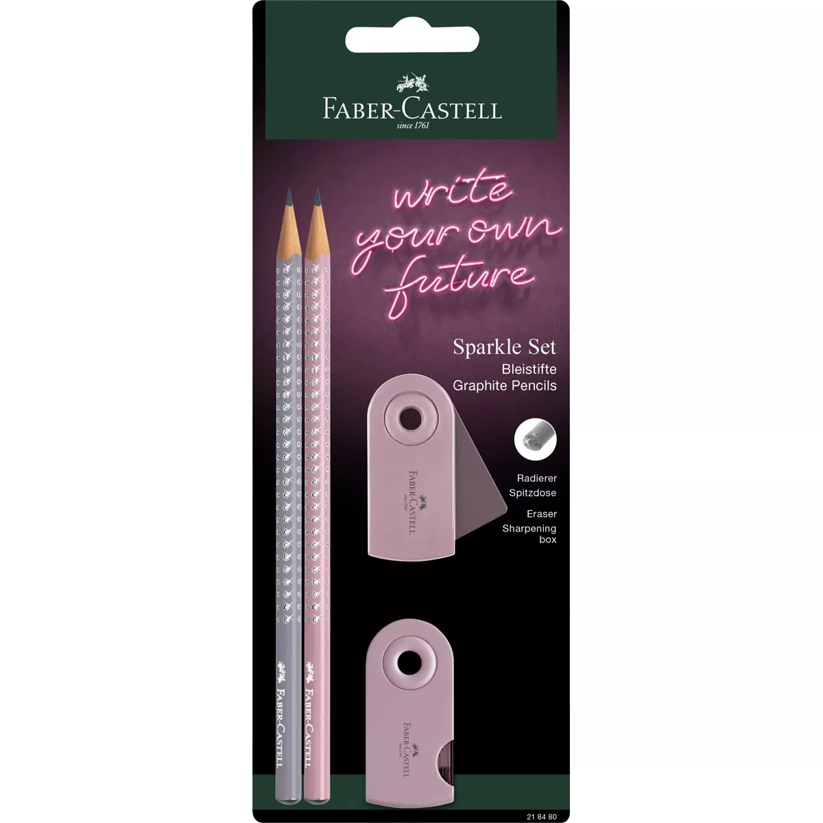 Faber-Castell - Blíster 2 Lápices Sparkle Perlado Con Goma Y Afila Sleeve Mini Sombra Rosa Y Gris barato