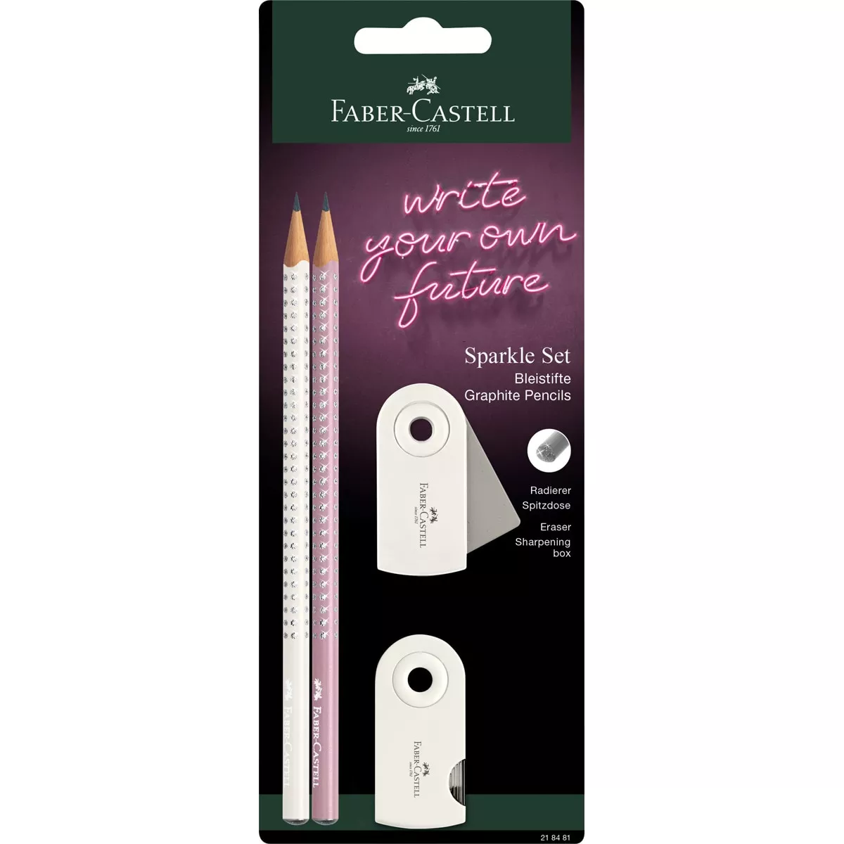 Faber-Castell - Blíster 2 Lápices Sparkle Perlado Con Goma Y Afila Sleeve Mini Sombra Rosa Y Leche De Coco barato