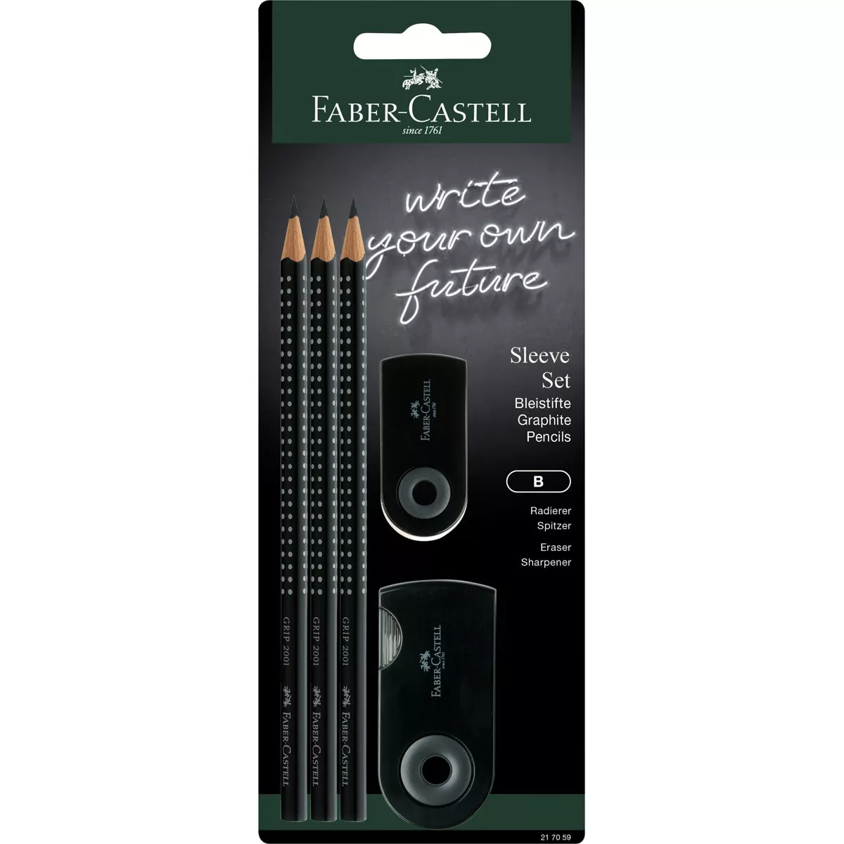 Faber-Castell - Blíster Sleeve Con 3 Lapiceros Más Afilalápices Más Goma Negro barato
