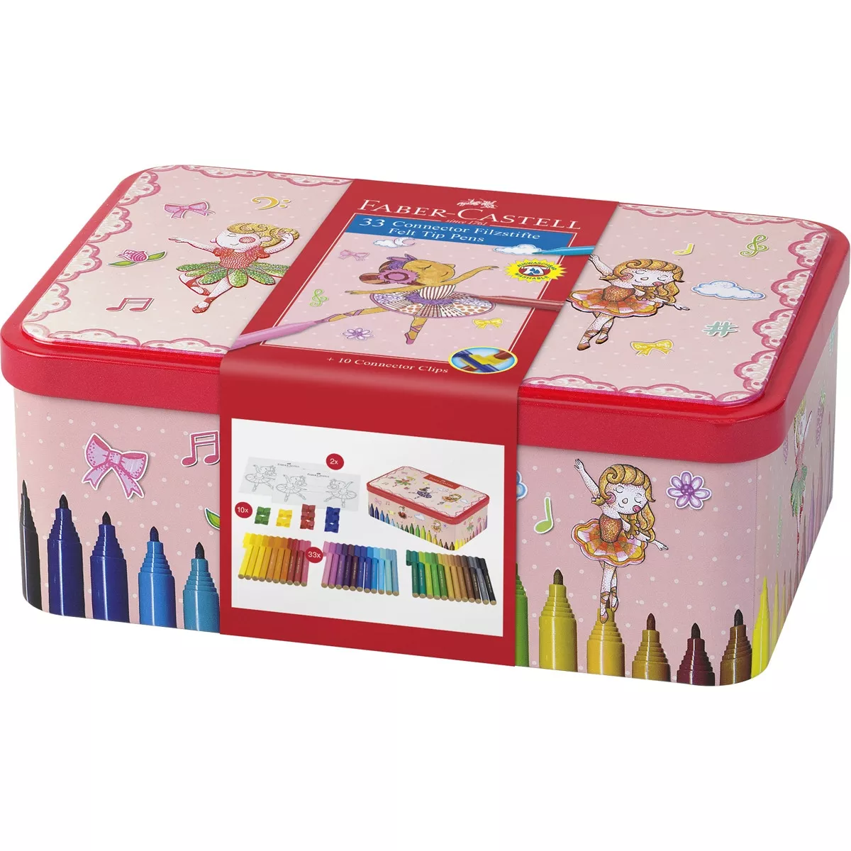 Faber-Castell - Caja Metálica Bailarina Faber Castell Con 33 Rotuladores Connector barato