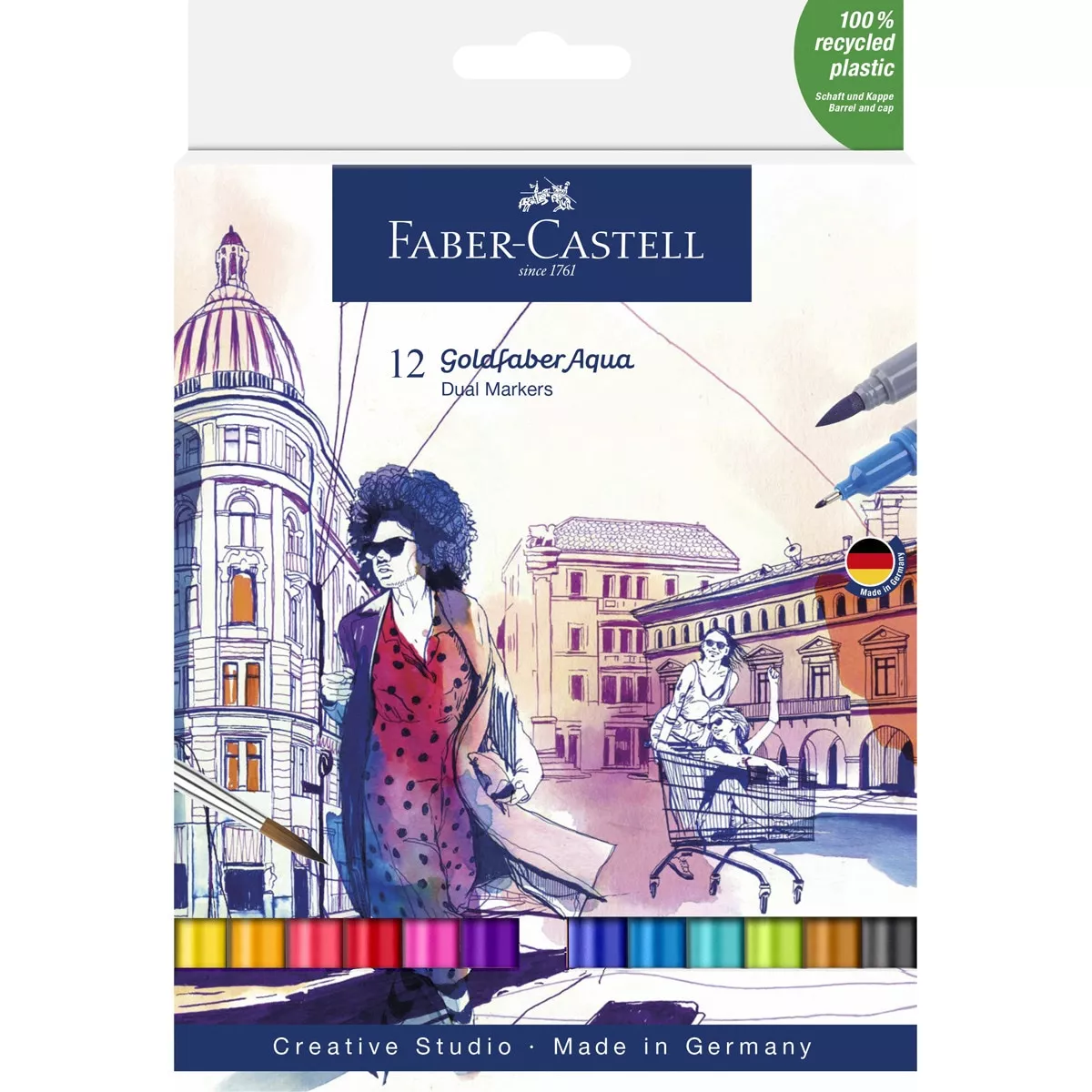 Faber-Castell - Estuche 12 Rotuladores Doble Punta Acualerable Goldfaber Aqua Dual Marker Multicolor En Oferta Faber-Castell - Estuche 12 Rotuladores Doble Punta Acualerable Goldfaber Aqua Dual Marker Multicolor Barato