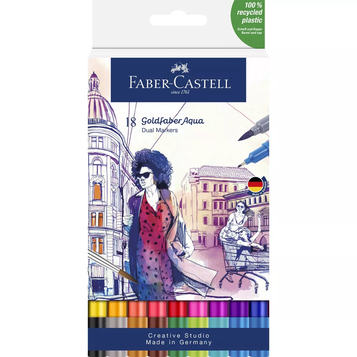 Faber-Castell - Estuche 18 Rotuladores Doble Punta Acualerable Goldfaber Aqua Dual Marker Multicolor En Oferta Faber-Castell - Estuche 18 Rotuladores Doble Punta Acualerable Goldfaber Aqua Dual Marker Multicolor Barato
