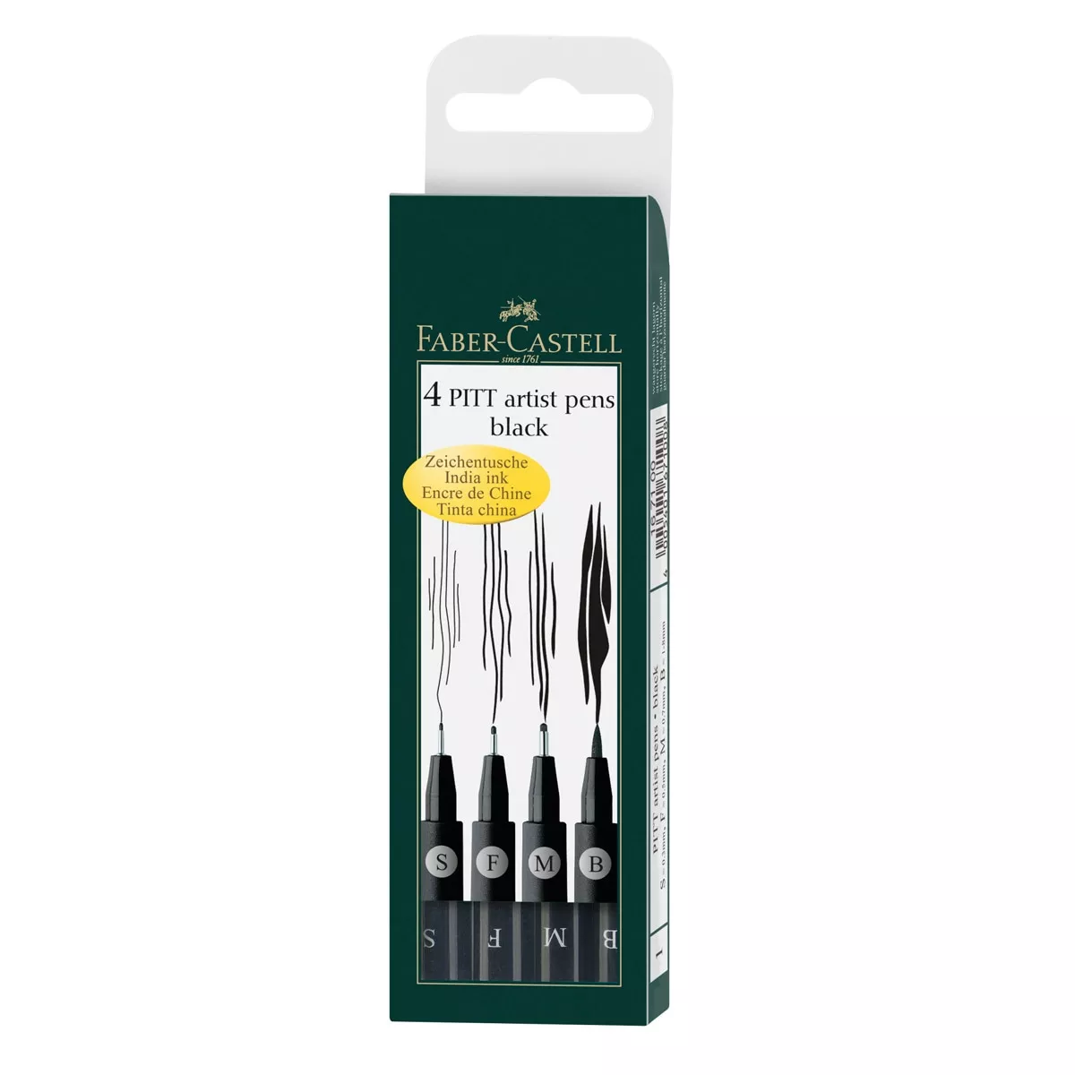 Faber-Castell - Estuche 4 Rotuladores PITT Artist Pen Black barato