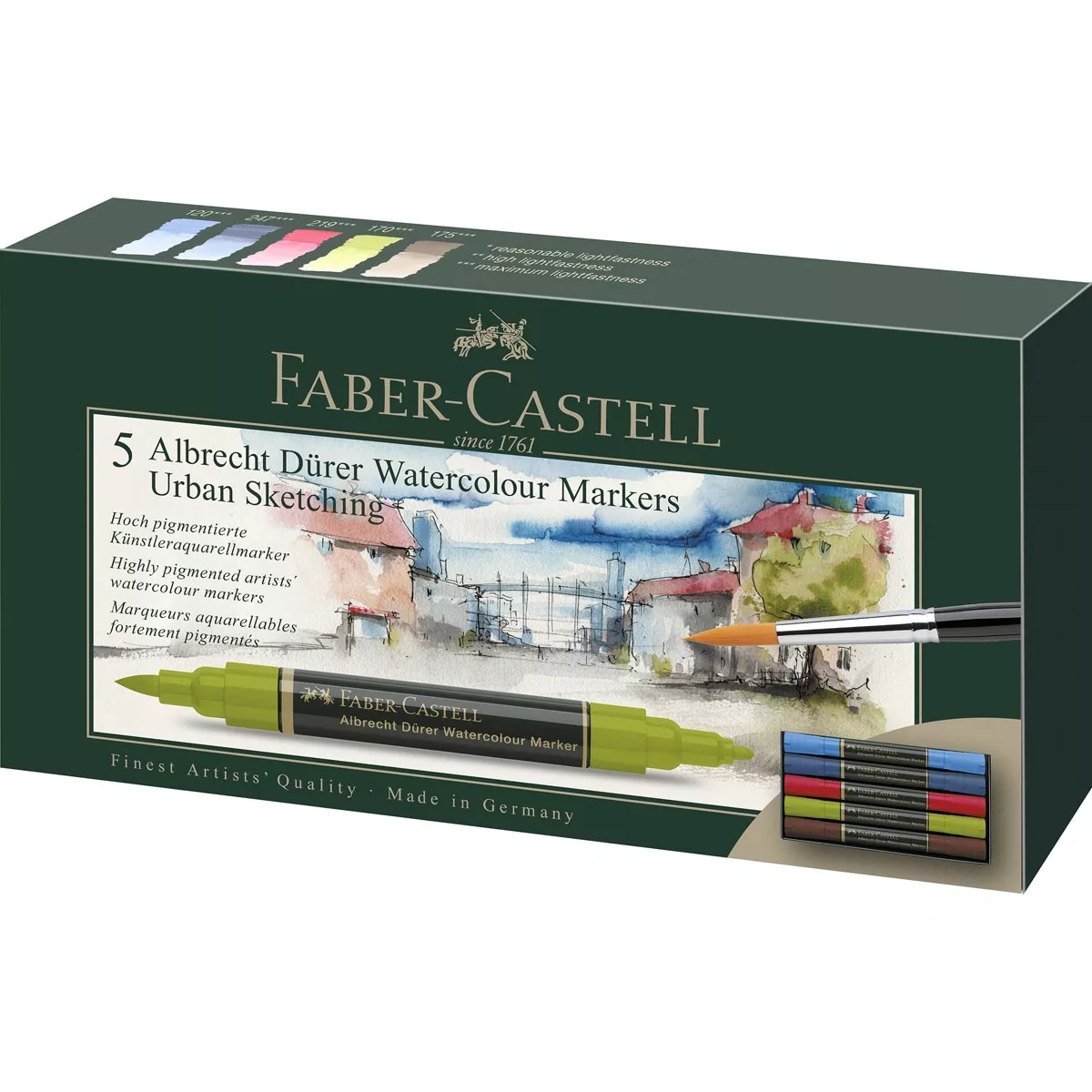 Faber-Castell - Estuche Con 5 Marcadores Acuarelables Albert Dürer Esbozos Urbanos En Oferta Faber-Castell - Estuche Con 5 Marcadores Acuarelables Albert Dürer Esbozos Urbanos Barato