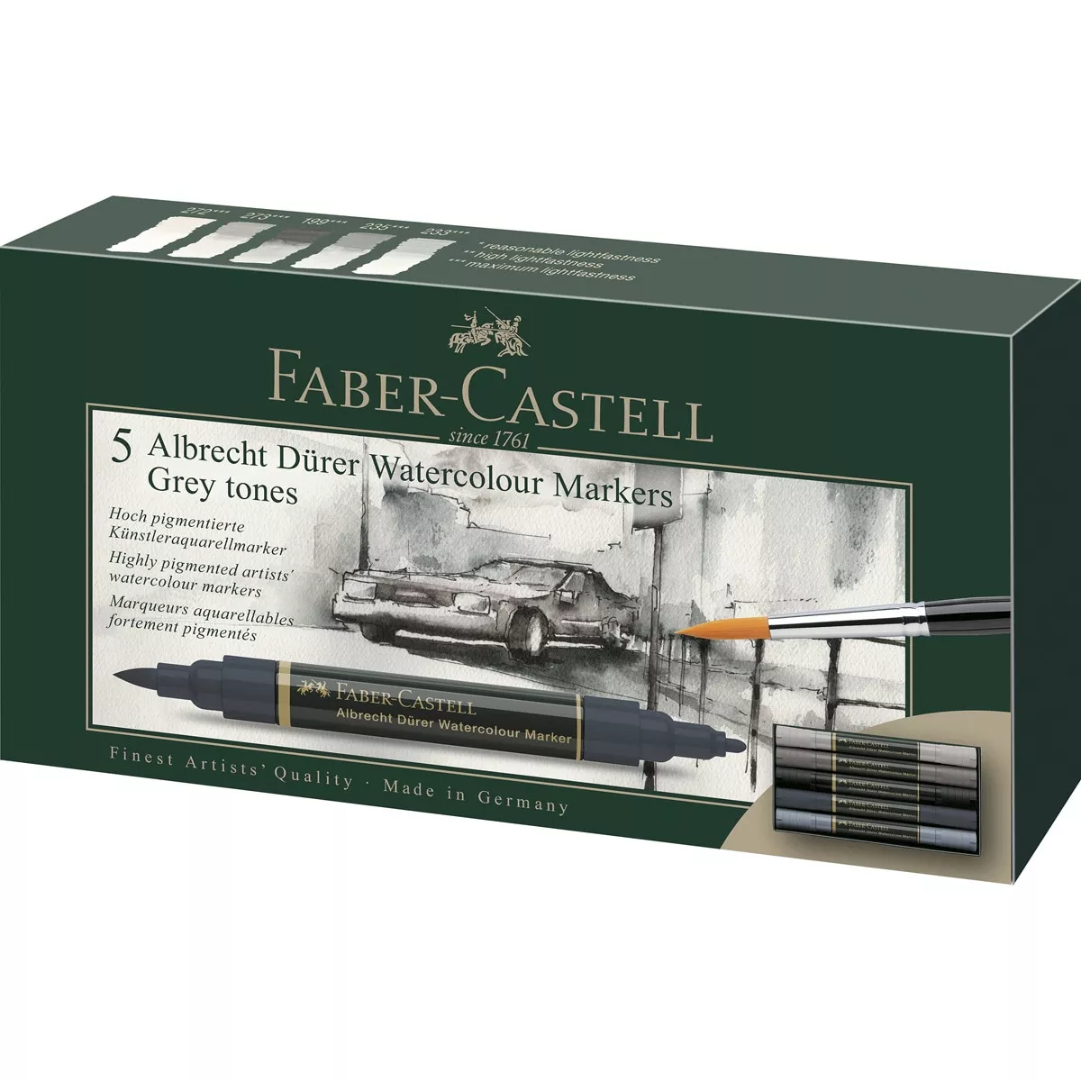 Faber-Castell - Estuche Con 5 Marcadores Acuarelables Albert Dürer Grises En Oferta Faber-Castell - Estuche Con 5 Marcadores Acuarelables Albert Dürer Grises Barato