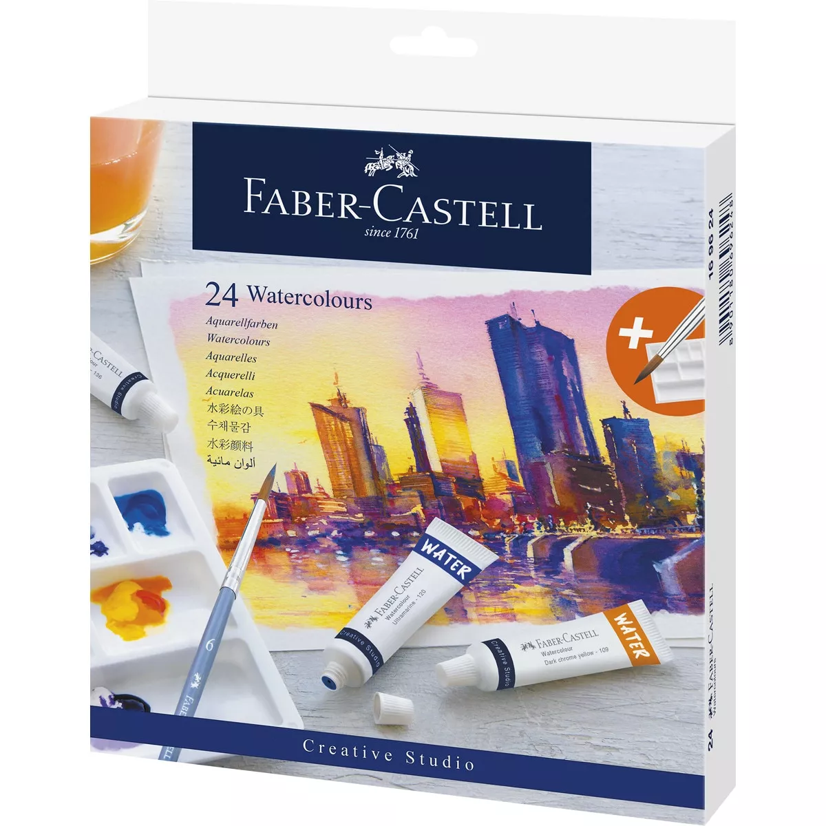 Faber-Castell - Estuche De Cartón Con 24 Tubos De Acuarela Con Paleta De Mezclas barato
