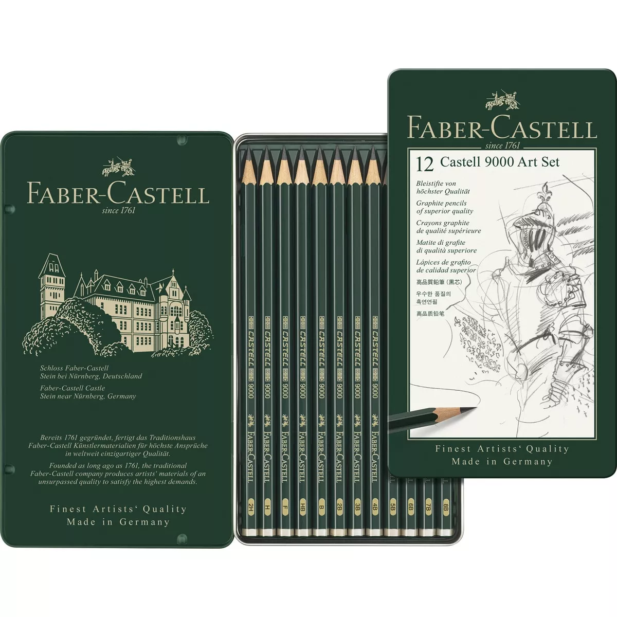 Faber-Castell - Estuche Metal Con 12 Lápiz CASTELL 9000 Arte Faber Castell barato
