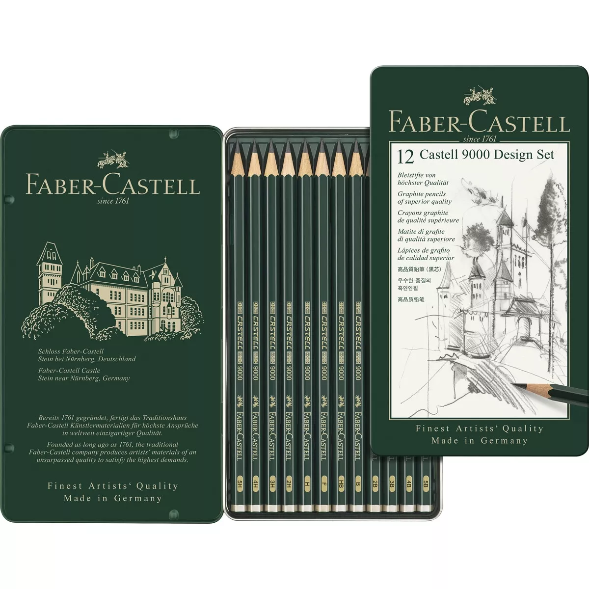 Faber-Castell - Estuche Metal Con 12 Lápiz CASTELL 9000 Diseño Faber Castell barato