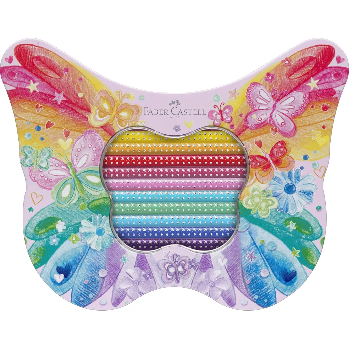 Faber-Castell - Estuche Metal Mariposa Con 20 Lapiceros Sparkle barato