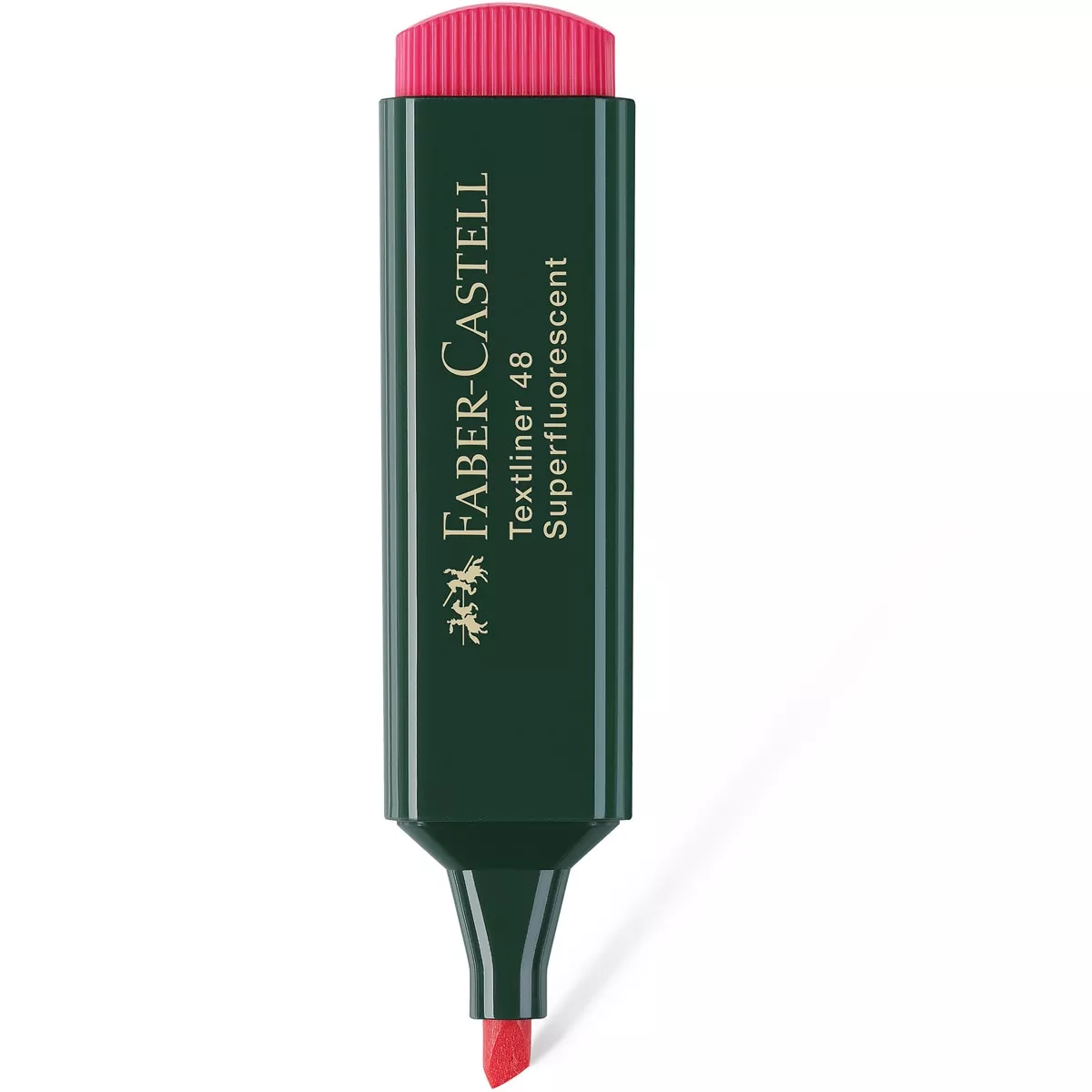 Faber-Castell - Marcador Texliner 48 Punta Biselada Tinta Base Al Agua Recargable Rojo Neón barato