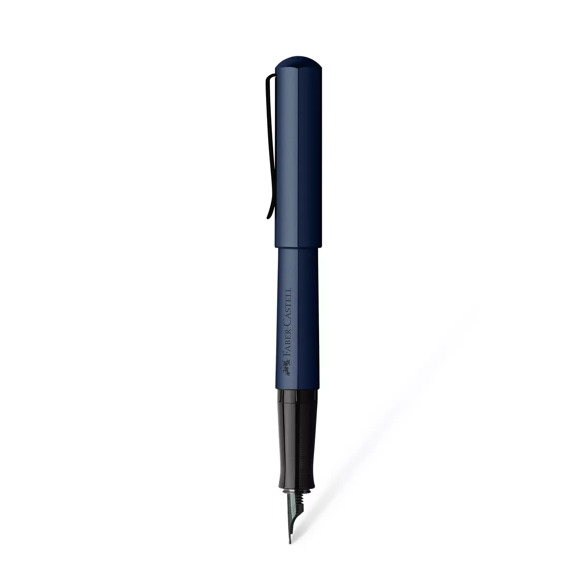 Faber-Castell - Pluma Estilográfica Hexo Plumin Medio De Acero Inoxidable Negro Azul barato