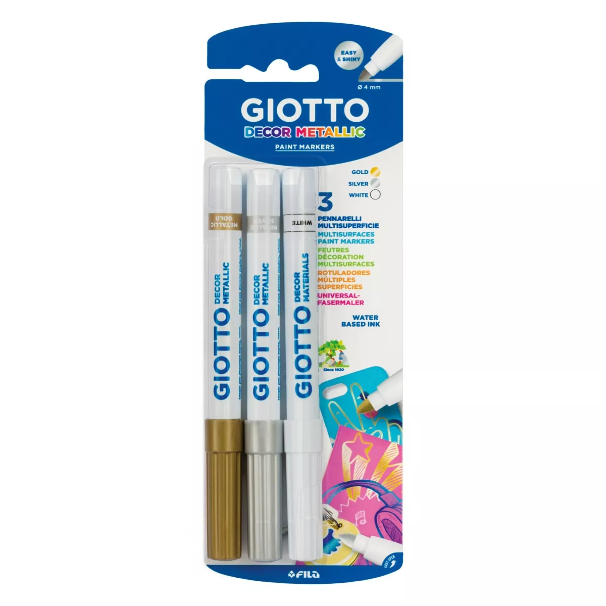 Giotto - Blíster 3 Rotuladores Decor Metallic Oro