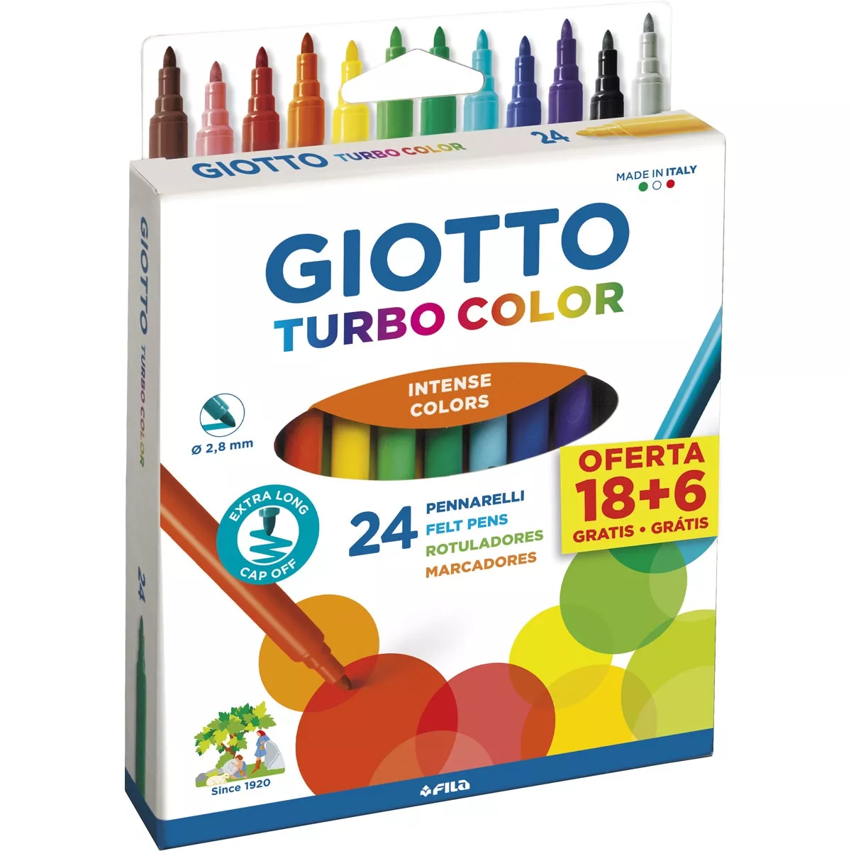 Giotto - Estuche 24 Rotuladores Promo 18+6 Gratis Turbo Color barato