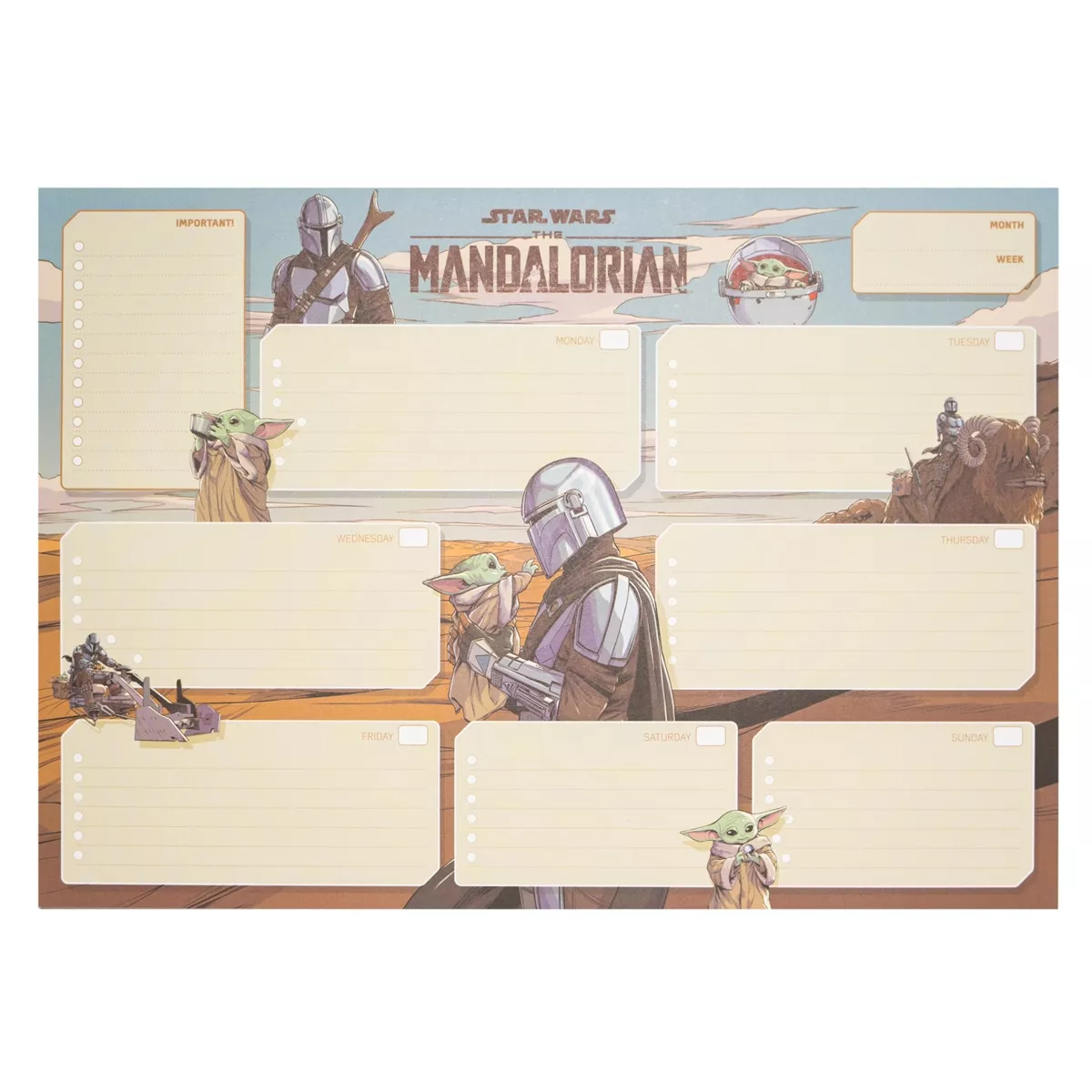 Grupo Erik Editores, S.l. - Bloc Planificador Semanal A3 Star Wars The Mandalorian Erik Beige En Oferta Grupo Erik Editores