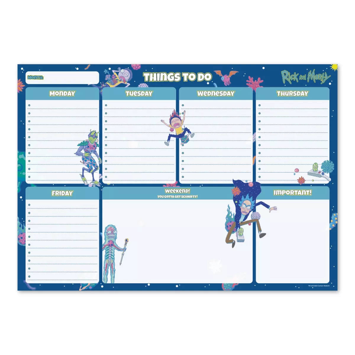Grupo Erik Editores, S.l. - Bloc Planificador Semanal A4 Rick Y Morty Erik Azul Inglés En Oferta Grupo Erik Editores