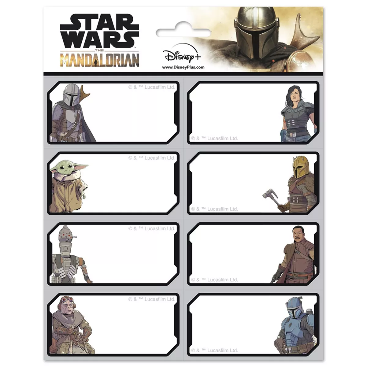 Grupo Erik Editores, S.l. - Pack 16 Etiquetas Adhesivas De 8X4 Cm Star Wars The Mandalorian Grupo Erik Editores Blanco En Oferta Grupo Erik Editores