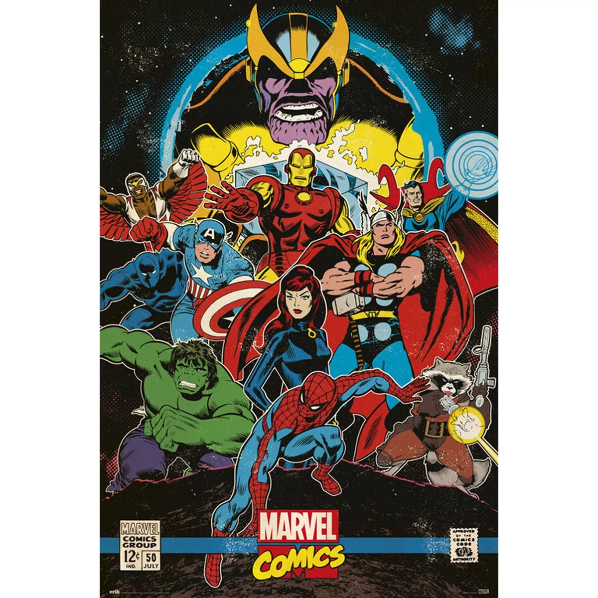 Grupo Erik Editores, S.l. - Póster Marvel Vengadores Cómic Infinity Retro En Oferta Grupo Erik Editores