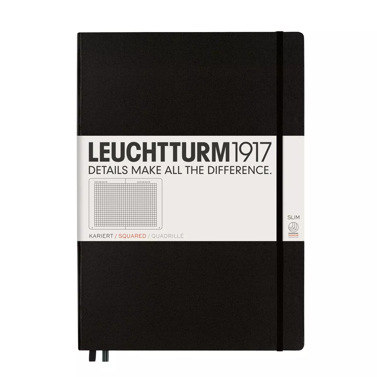 LEUCHTTURM1917 - Cuaderno De Notas A4 Slim Tapa Dura Cuadrícula 5x5 Mm Negro barato