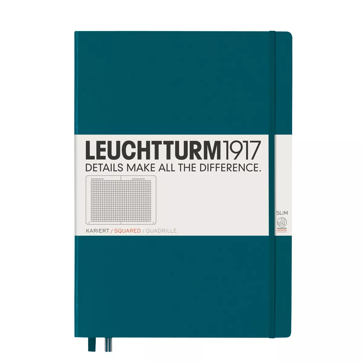 LEUCHTTURM1917 - Cuaderno De Notas A4 Slim Tapa Dura Cuadrícula 5x5 Mm Verde Pacífico barato