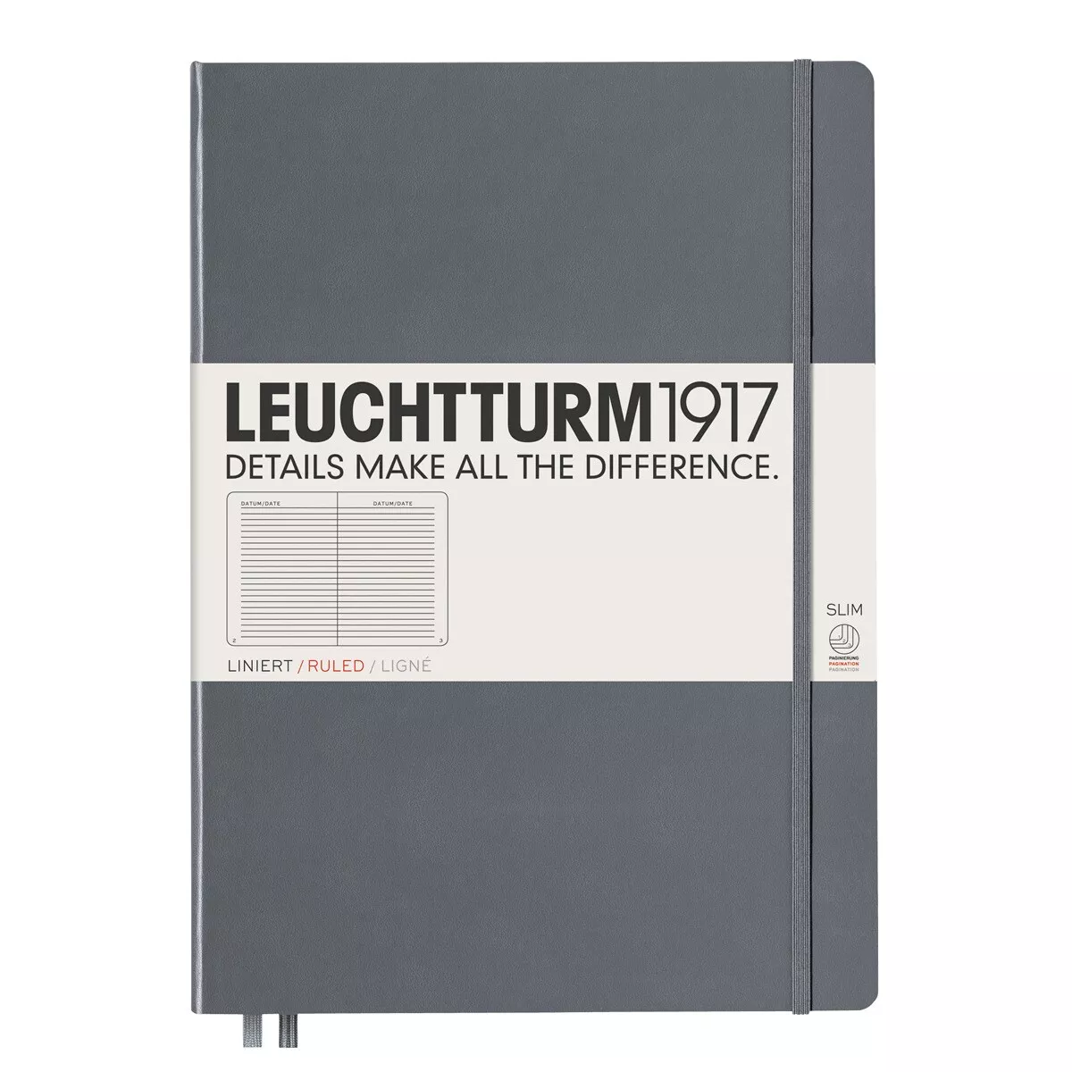 LEUCHTTURM1917 - Cuaderno De Notas A4 Slim Tapa Dura Rayado HorizontaL Antracita barato