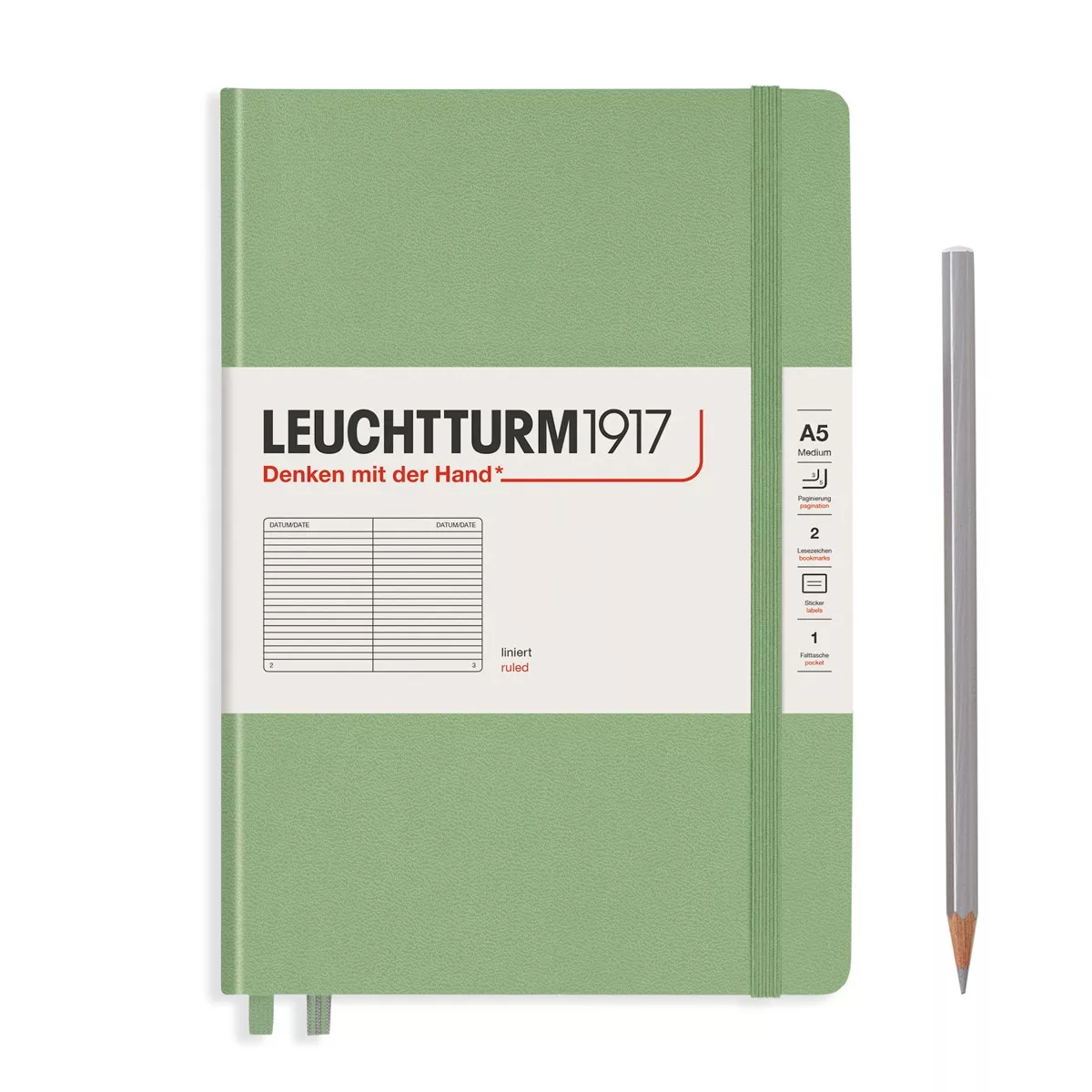 LEUCHTTURM1917 - Cuaderno De Notas A5 De Tapa Dura Líneas Verde Sage barato