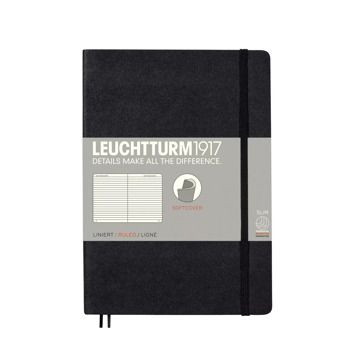 Leuchtturm1917 - Cuaderno De Notas A5 Tapa Blanda Rayado Horizontal Negro En Oferta Leuchtturm1917 - Cuaderno De Notas A5 Tapa Blanda Rayado Horizontal Negro Barato