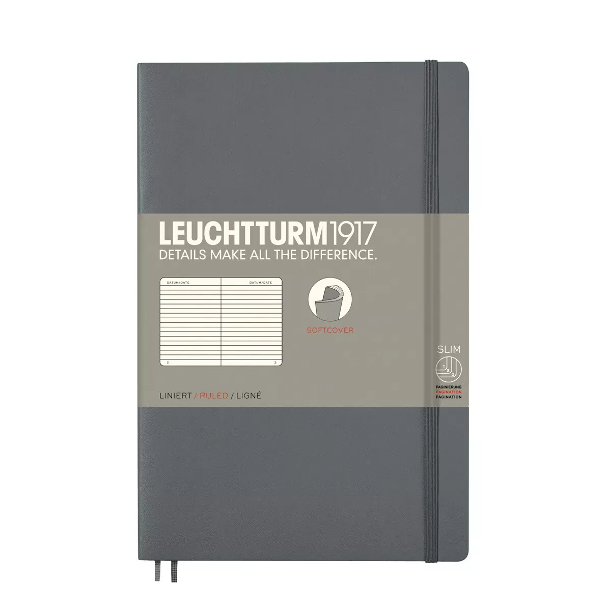 LEUCHTTURM1917 - Cuaderno De Notas B6 Tapa Blanda Rayado Horizontal Antracita barato