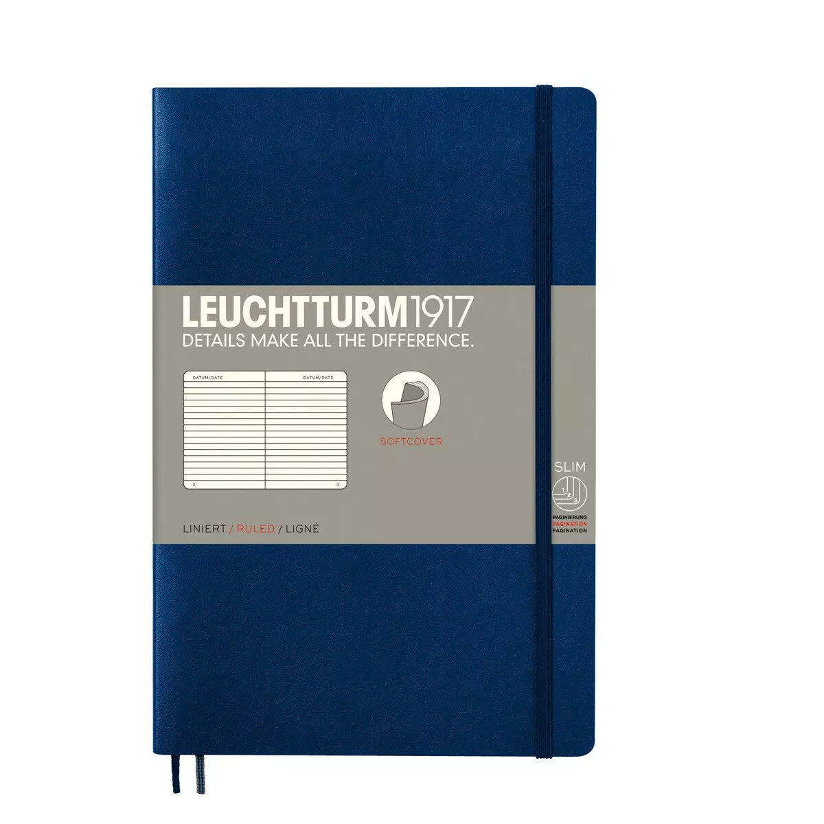 LEUCHTTURM1917 - Cuaderno De Notas B6 Tapa Blanda Rayado Horizontal Azul Marino barato