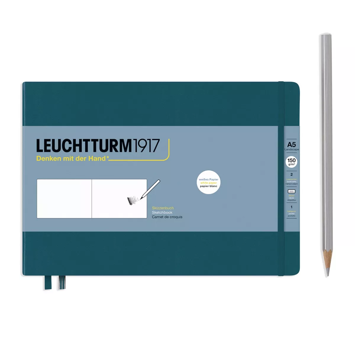 LEUCHTTURM1917 - Libreta Sketchbook Medium Landscape Liso Tapa Dura Pacific Green barato