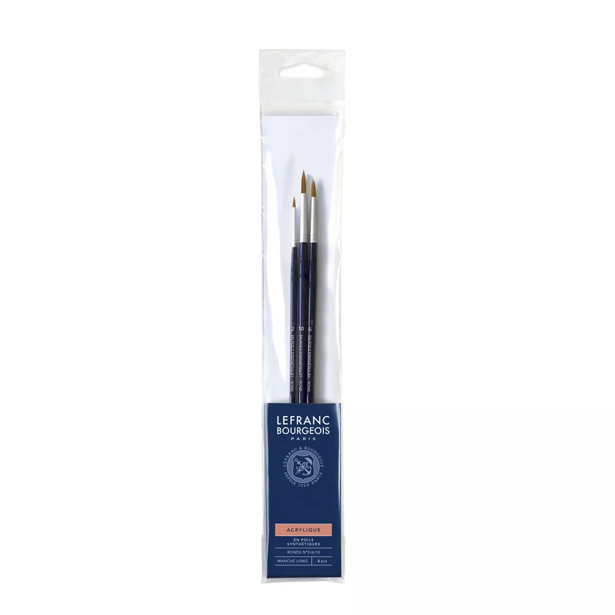 Lefranc Bourgeois - Set De 3 Pinceles Para Acrílico Redondos Nº 2/6/10 Mango Largo En Oferta Lefranc Bourgeois - Set De 3 Pinceles Para Acrílico Redondos Nº 2/6/10 Mango Largo Barato