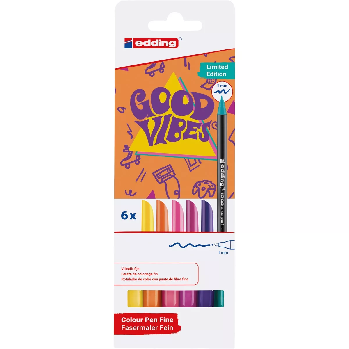 Legami - Pack 6 Unidades Punta Fibra 1 Mm 1200 Good Vibes Edding Multicolor barato