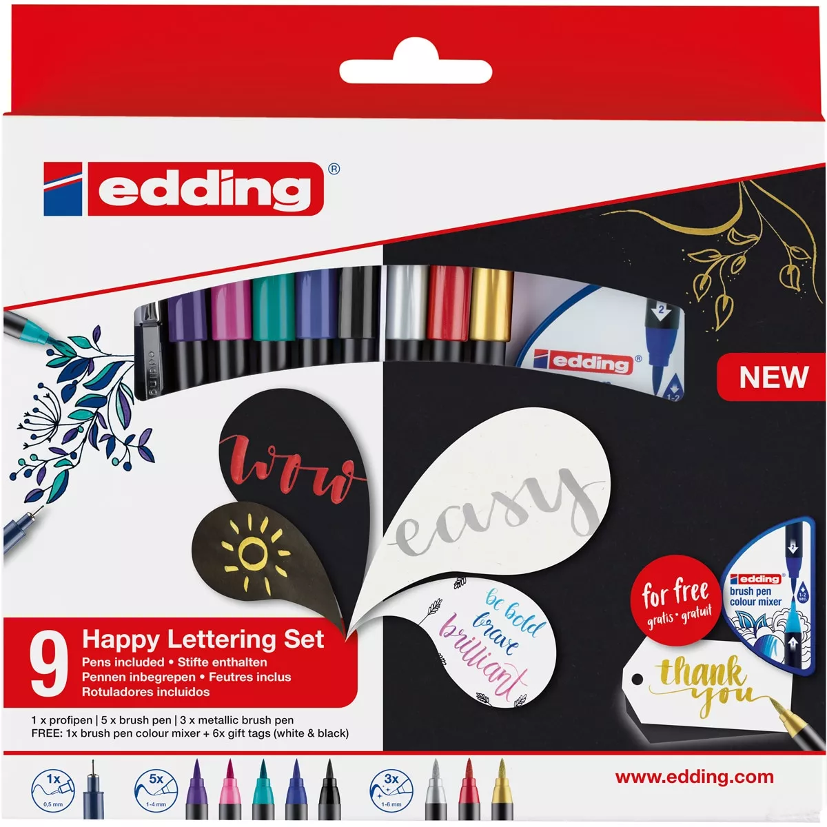 Legami - Pack Happy Lettering Set 9+2 1340 Edding Multicolor barato