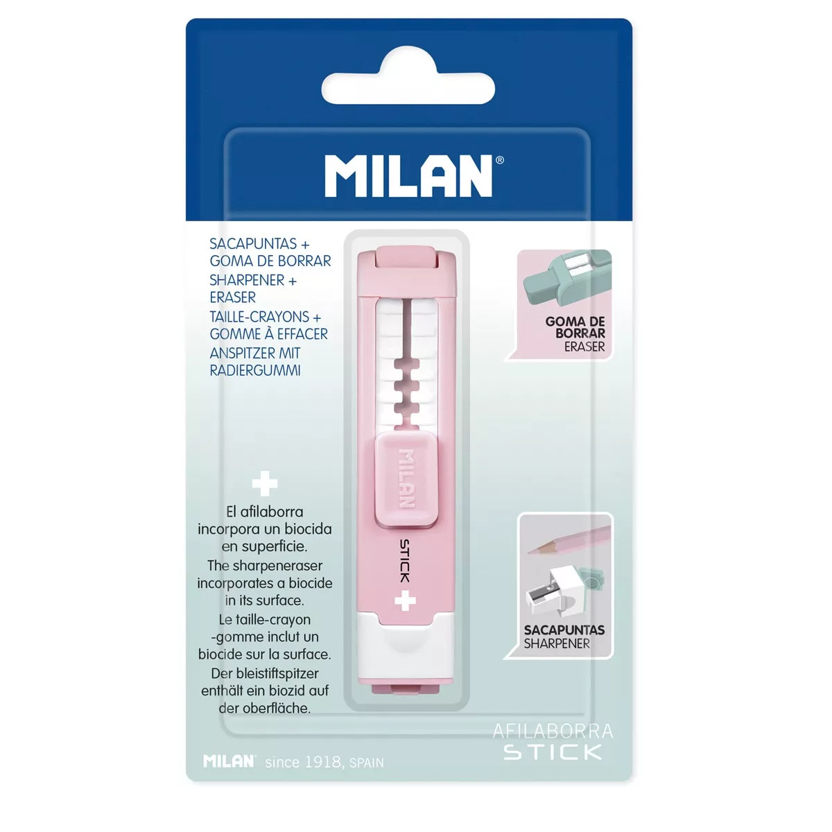 MILAN - Blíster 1 Afilaborra STICK Edición + Con Efecto Antibacteriano Rosa barato