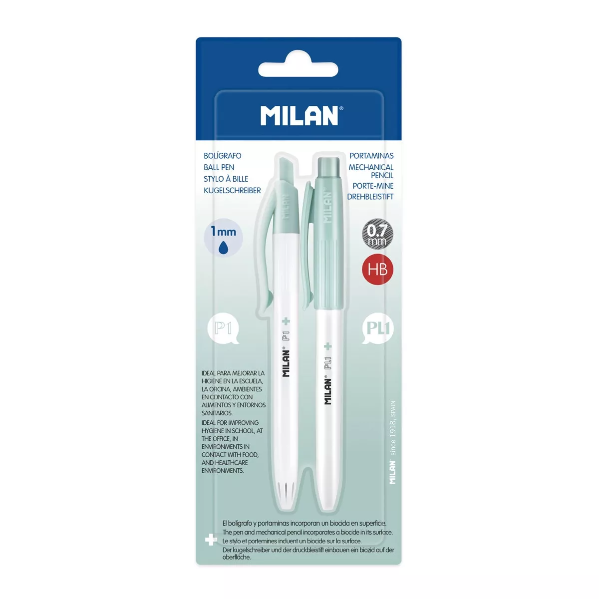MILAN - Blíster 1 Bolígrafo P1 Tinta Azul + 1 Portaminas PL1 0.7 Mm
