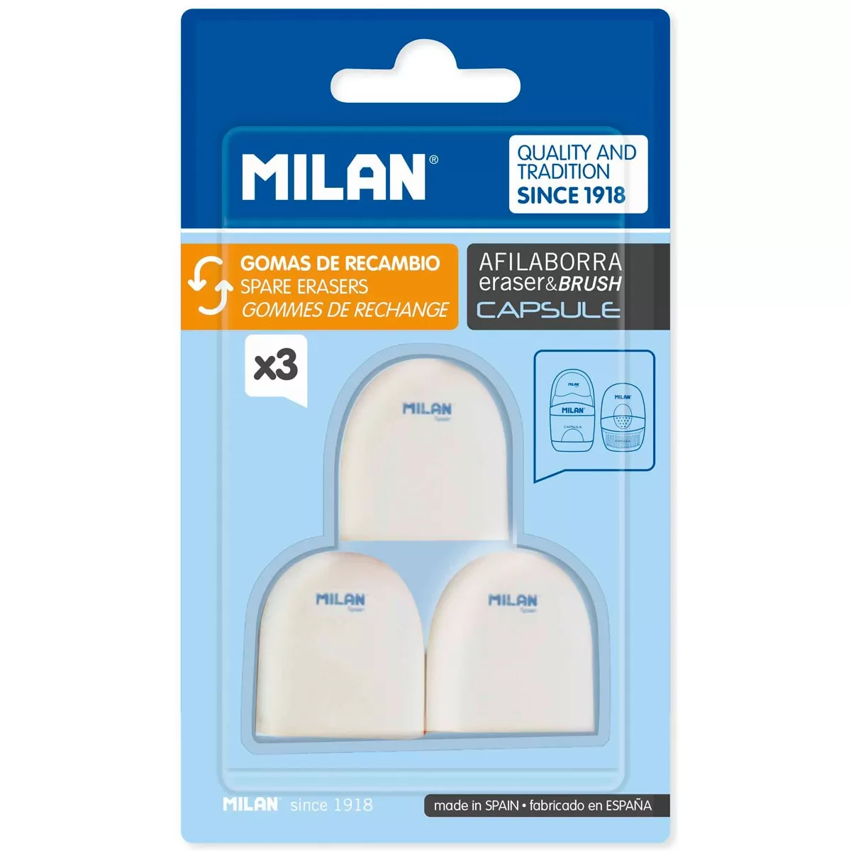 MILAN - Blister 3 Gomas De Recambio Afilaborra Capsule barato