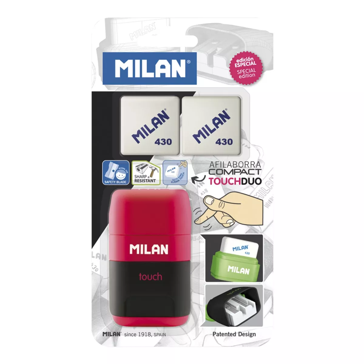 Milan - Blister Afilaborra Compact Touch + 4 Gomas 430 En Oferta Milan - Blister Afilaborra Compact Touch + 4 Gomas 430 Barato