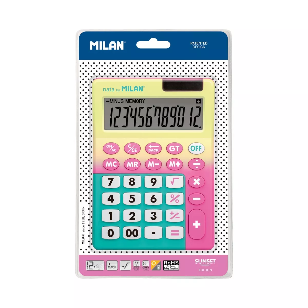 MILAN - Blíster Calculadora 12 Dígitos Sunset Amarillo - Rosa barato