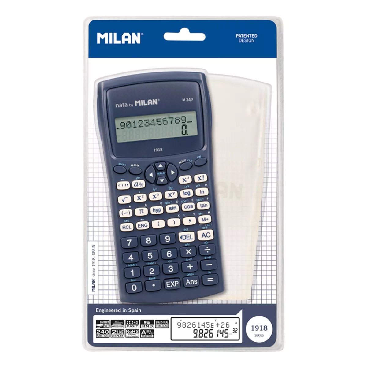 Milan - Blíster Calculadora Científica M240 Serie 1918 Azul En Oferta Milan - Blíster Calculadora Científica M240 Serie 1918 Azul Barato